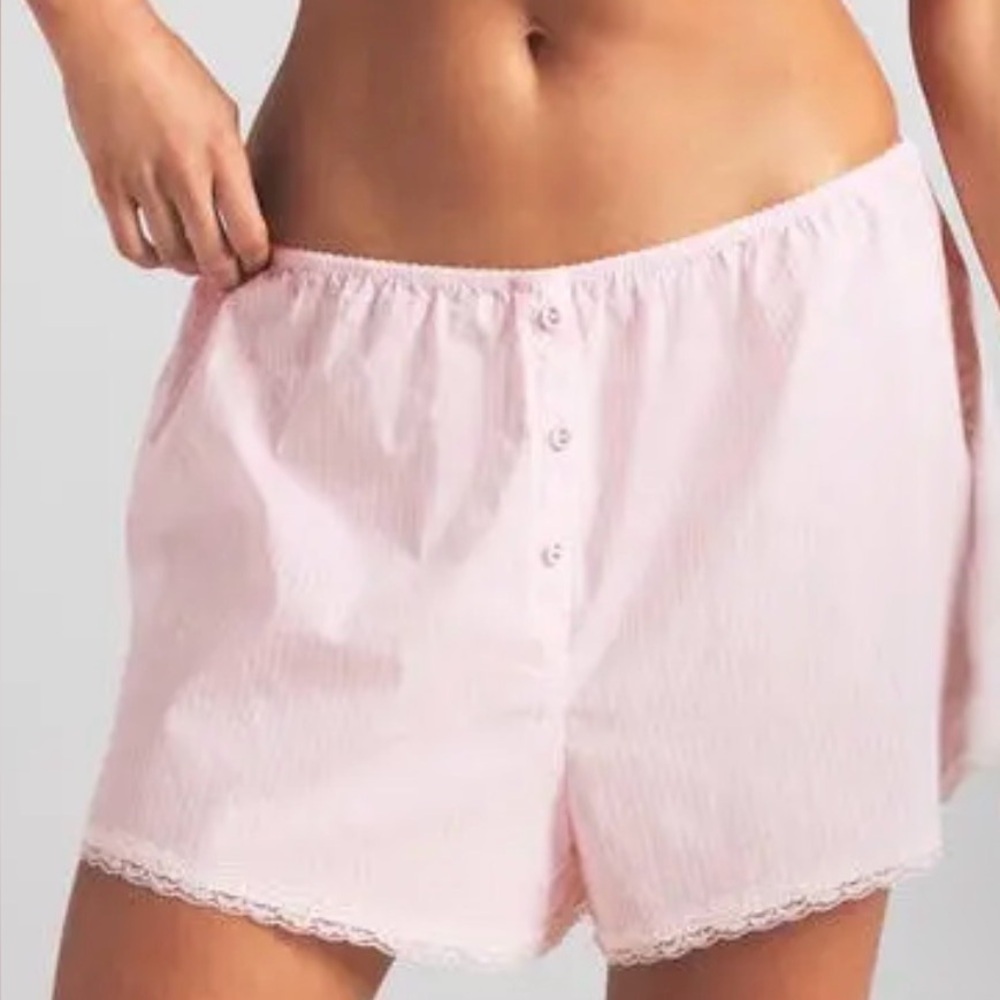 Skims SET Cherry Blossom Cotton Poplin Striped Tank AND Short Size Large NWT - Picture 3 of 4